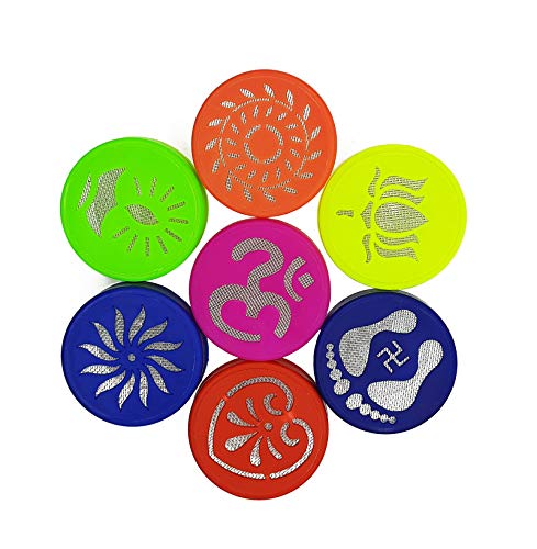 Image of Ascension ? Plastic 12 Different Design Draw Rangoli Making Kit Rangoli Stamp Om Swastik Flower Design Colourful Rangoli Making Stencil Bottle Filler