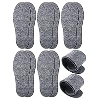 Janmercy 5 Pairs Wool Felt Insoles Warm Shoe Inserts Wool Insoles for Men Women, Gray(Men's 9/ Women's 10)