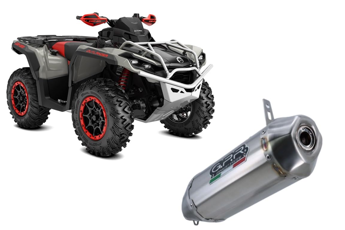 Pot d'échappement GPR compatible avec Can Am Outlander 1000 MAX XMR XTP 2012-2023, PENTACROSS INOX, pot d'échappement homologué, silencieux avec db killer amovible et raccord spécifique