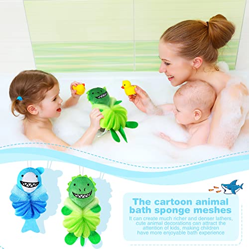 2 Pcs Bath Loofahs Kids Toddler Body Loofahs Cute Cartoon Kids Loofah Kid Bath Sponges Loofah Bath Pouf Body Scrubber Mesh Loofah Sponges For Children Shower Washing Exfoliating (Animal) #TOP4