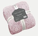 Tacto suave y cálido Victorio & Lucchino Manta Plaid Beverly Estampada con Borreguito Sherpa - Manta Suave para el Sofa o para Cama (VL-80513 Rosa, 130x160 Cm)