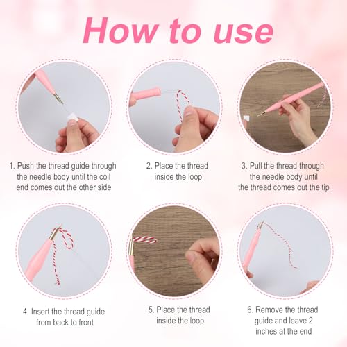 Image of 4pcs Adjustable Punch Needle Threader, Embroidery Pen Tool Supplies with Wire Guide for Felting Threader DIY Stitching Applique and Creative Crafts
