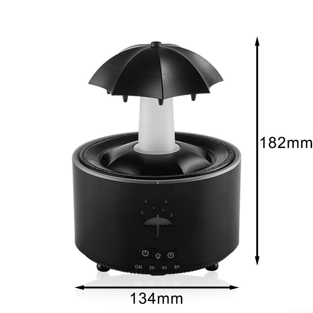 Minhe Diffusore per aromaterapia a LED a 7 colori con rotazione automatica, suoni della pioggia, impostazioni del timer e spegnimento automatico, doppio uso come umidificatore e diffusore di oli