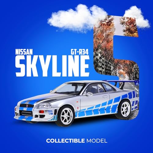 LUPPA Velozes e Furiosos, Carros Metálicos Diecast, Carros em Escala Colecionáveis, 1999 Nissan Skyl