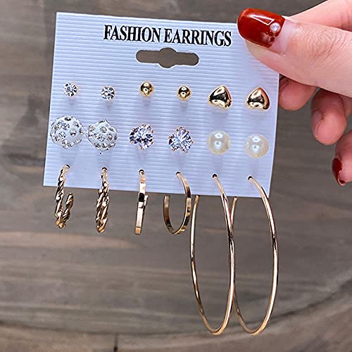 Image of Shining Diva Fashion Stylish Combo Design 6 Pairs Metal Earrings for Women and Girls (F12787er)