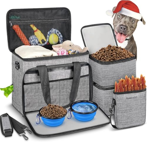 6 Set Dog Travel Bag, Large Pet Travel Kit for Supplies Includes ...