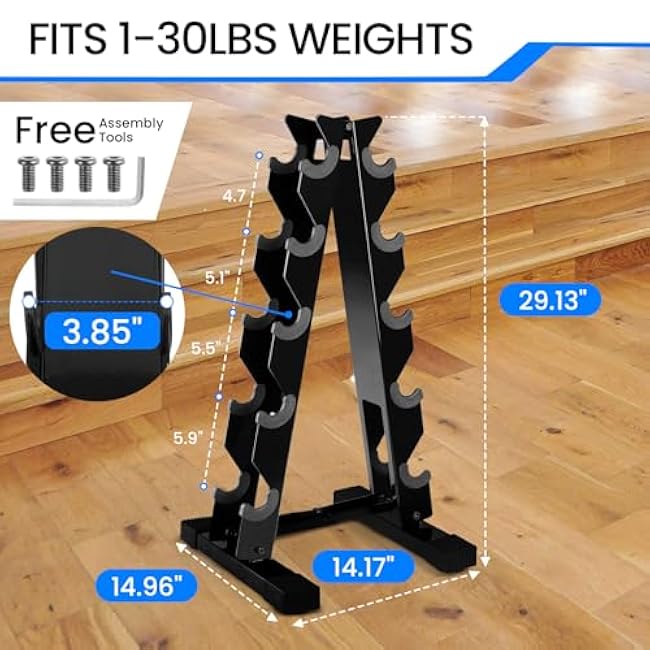 Dumbbell Weight Rack Stand Only - 260 LBS Weights Capacity, A-Frame Dumbbell Weight Rack Dumbbells Storage Racks for Dumbbells Weights Organizer Stand for Home Gym, Black