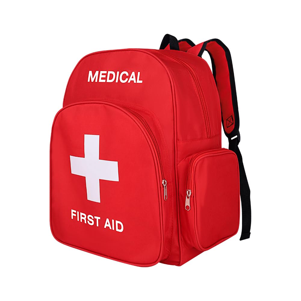 Mochila de emergencia roja bolsa de primeros auxilios vacía médica primeros auxilios mochila tratamiento primeros auxilios bolsa de trauma para senderismo camping cuidado de día vacaciones al aire
