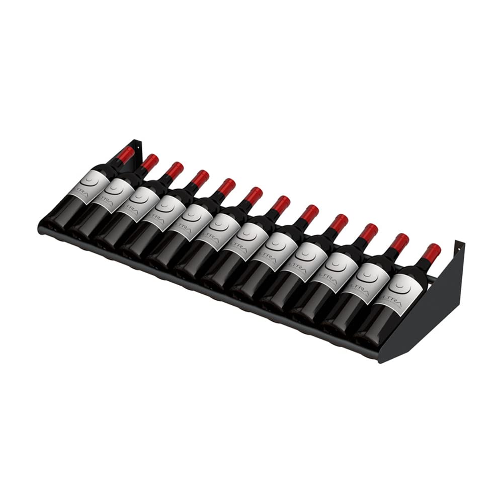 Ultra Display Row Wine Rack (Holds 12 Bottles) - Wall Mounted Metal Wine Rack, Modern Industrial Matte Black, Expanding Modular Design for Home Bar, Wine Cellar, Kitchen Wine Storage, and Wine Display
