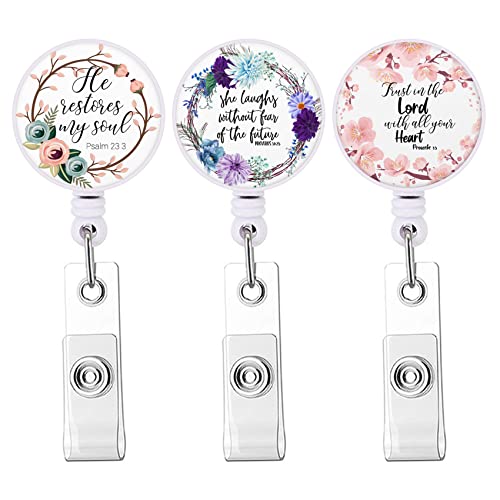 Retractable Badge Reel Cute Badge Holder With Alligator Clip Nurse Name Decorative Badge Reels On Id Card Holders For Teacher, Student, Office Worker(Bible Verse) #TOP30