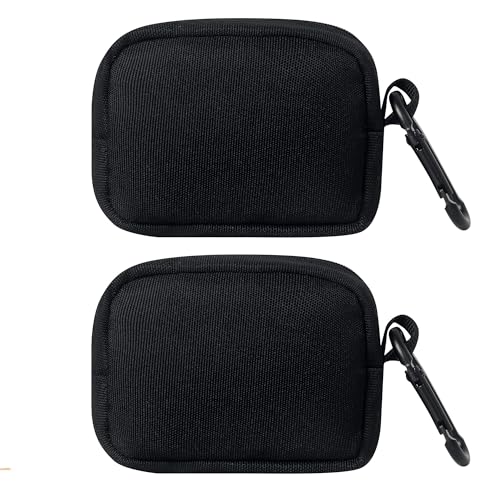 TUBGIIKS 2-Piece Mini Pouch with Carabiner Clip, Unisex Small Organizer Case for Electronics, Makeup, and Accessories (Black)