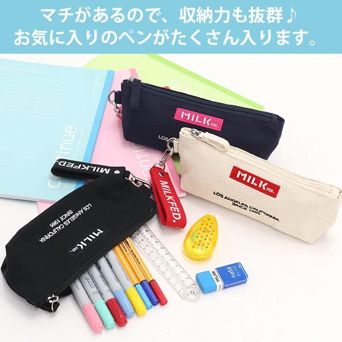 [ミルクフェド] ペンケース EMBROIDERED BAR PENCIL CASE MILKFED 103211054026