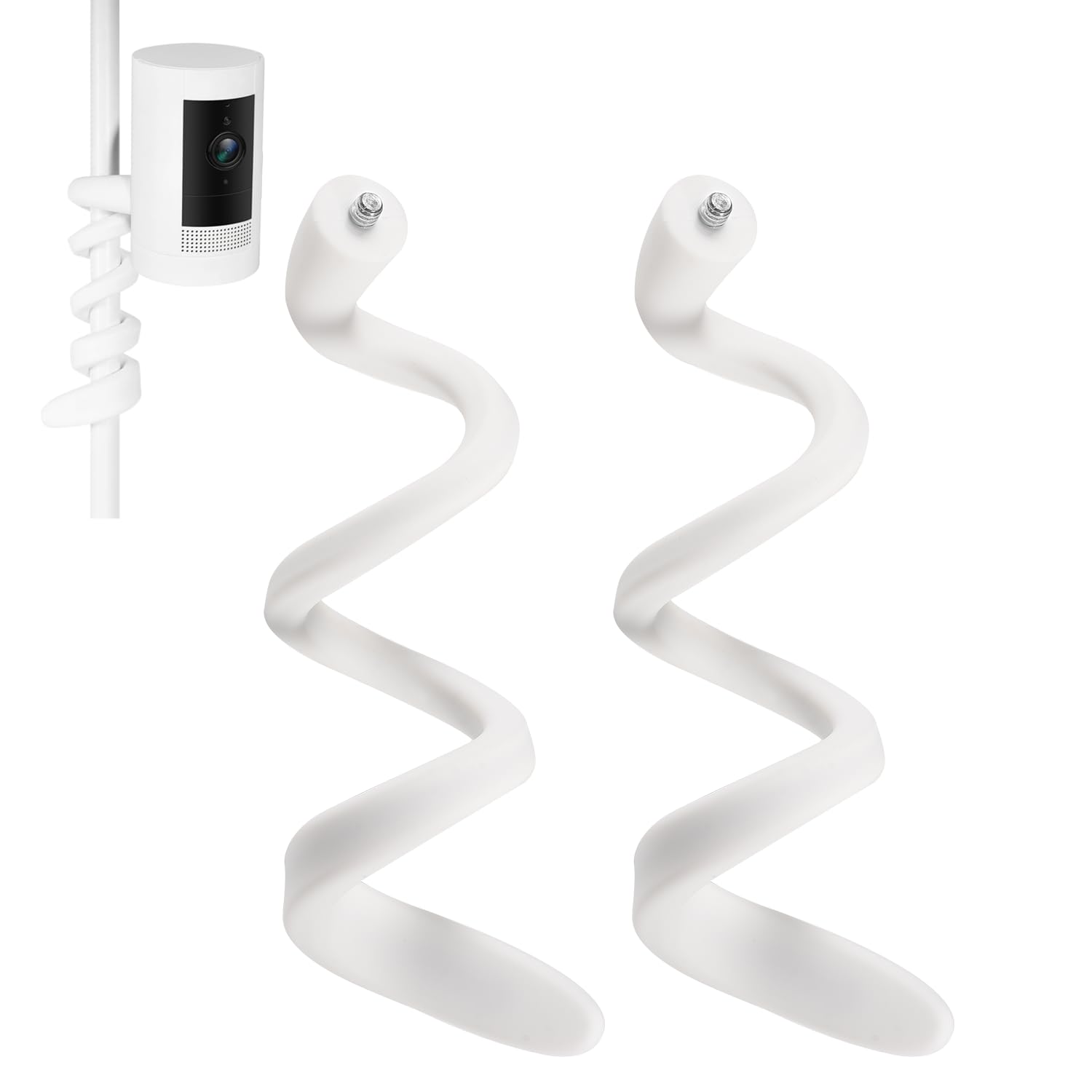 2 Pack Flexible Twist Mount for Ring Stick Up Cam, Ring Indoor Cam(1st Gen), Arlo Pro & Ultra, No-Drill Gooseneck Mount Bracket for Railings, Trees, Fences – Weatherproof, Tool-Free Installation