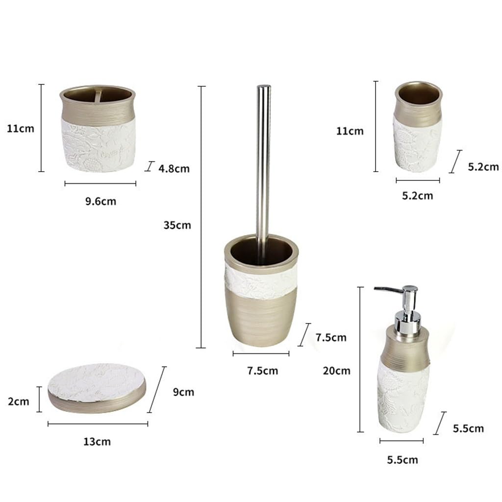 Lot de 5 articles de toilette en résine sculptés