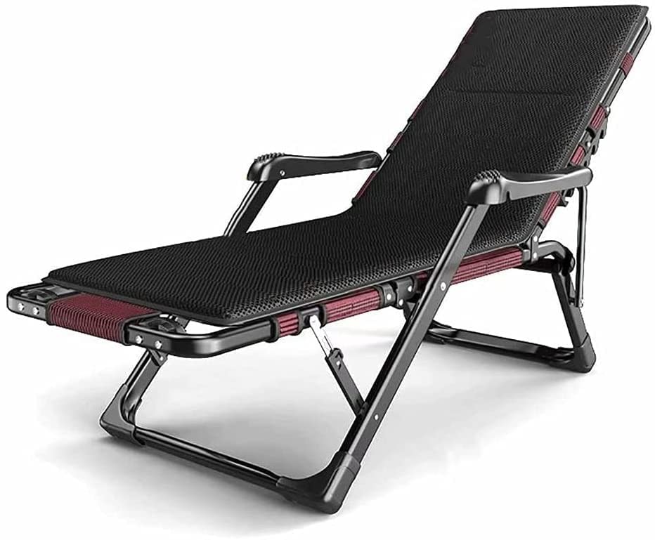 Chaise pliante zéro gravité inclinable rouge avec coussin respirant pour le jardin