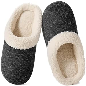 Wishcotton Women’s Lamb-rub Sherpa House Slippers Memory Foam Indoor Outdoor