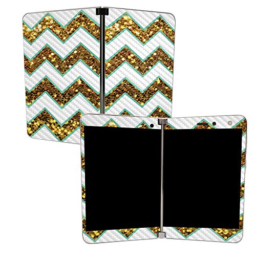 Image of MIGHTY SKINS MightySkins Carbon Fiber Skin for Microsoft Surface Duo - Glitzy Chevron | Protective, Durable Textured Carbon Fiber Finish | Easy to Apply | Made in The USA