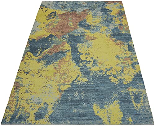 Image of Printed Rug Soft Floor Carpets with Anti Slip Backing for Living Room | Bedroom | Kids Room (Yellow Multi, 5x7 Feet)
