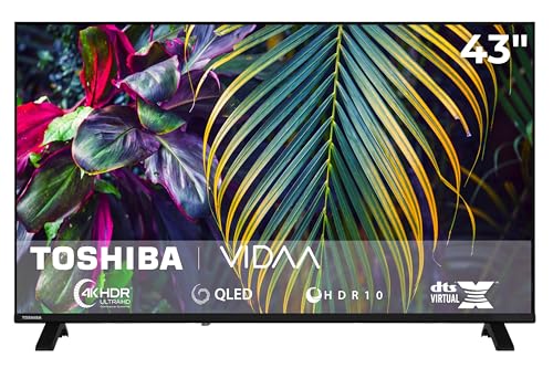 Toshiba 43QV1563DDW 43 Zoll QLED Smart TV VIDAA - 4K UHD Fernseher mit Dolby Vision HDR, Triple-Tuner (DVB-C/S2/T2), Bluetooth & Streaming Apps (2026)