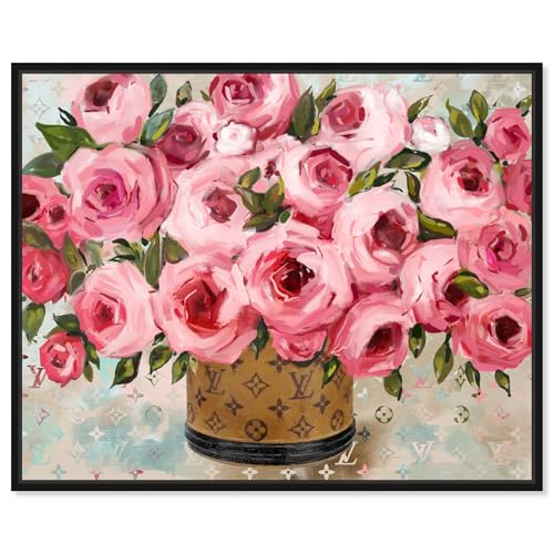 Art Remedy Love My Peonies Canvas Flower Glam Farmhouse Wall Art, Black Frame, 24" x 20" by Art Remedy - Used condition - US$209.47