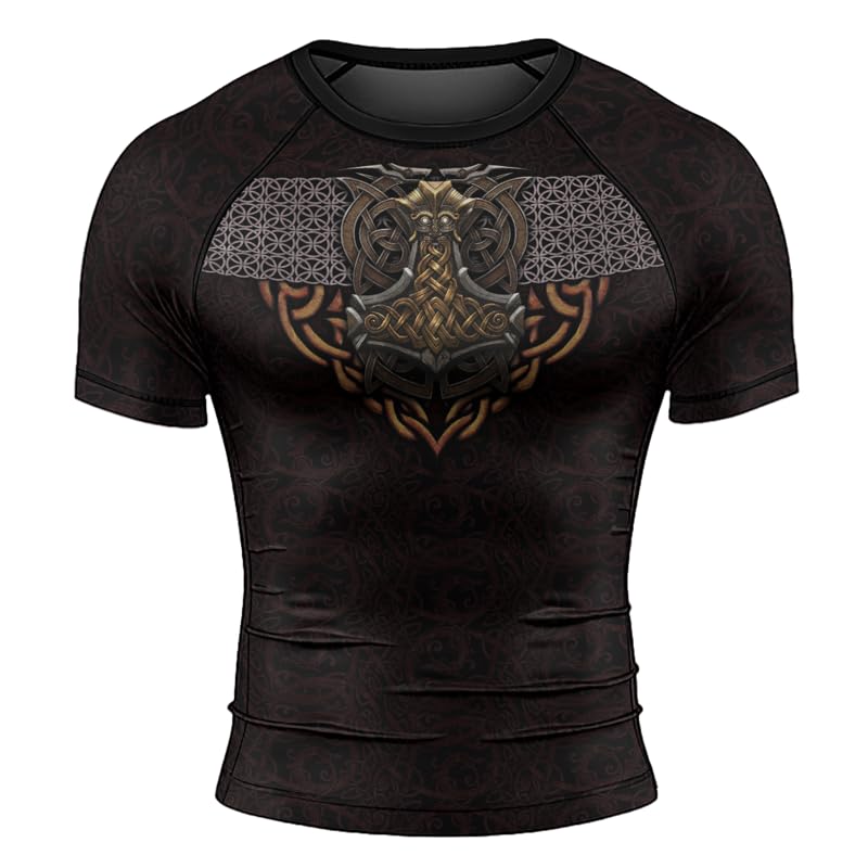 Viking Rash Guard Short Sleeve Baselayer Skin Performance Fit Compression Shirt BJJ MMA Grappling Training2