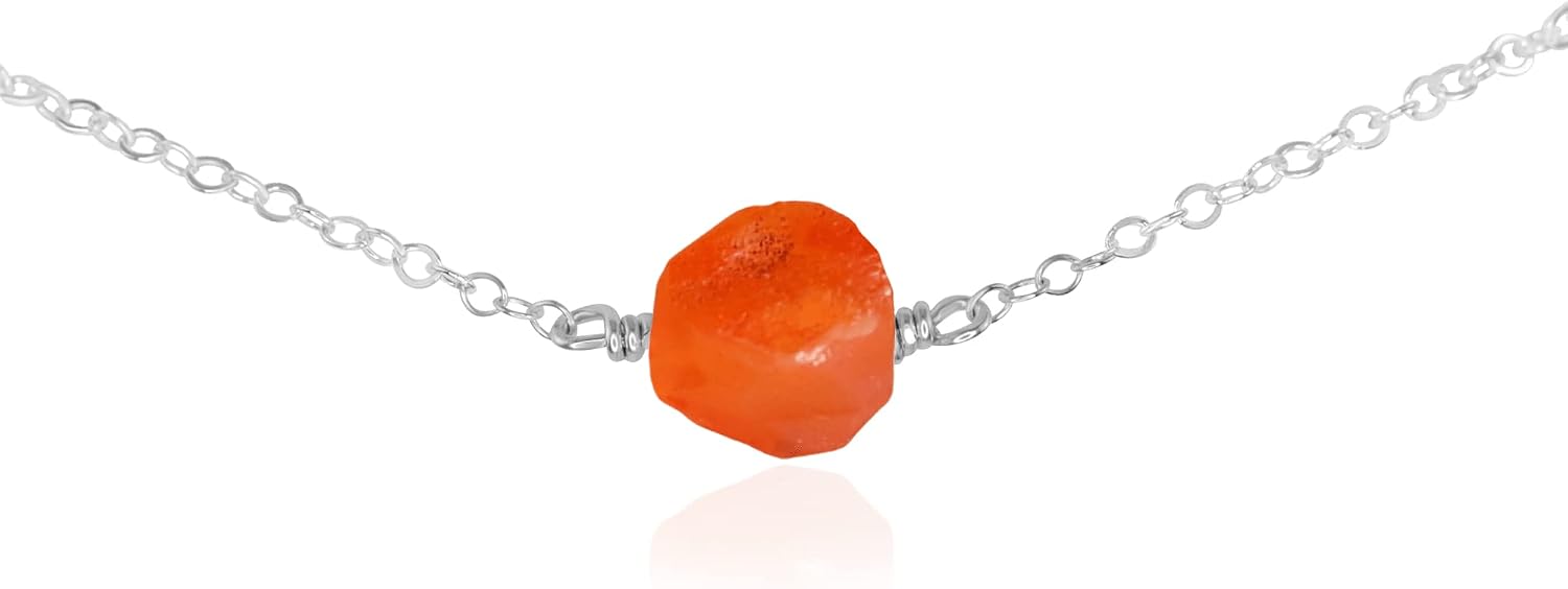 Luna Tide Carnelian Raw Nugget Choker in Sterling Silver