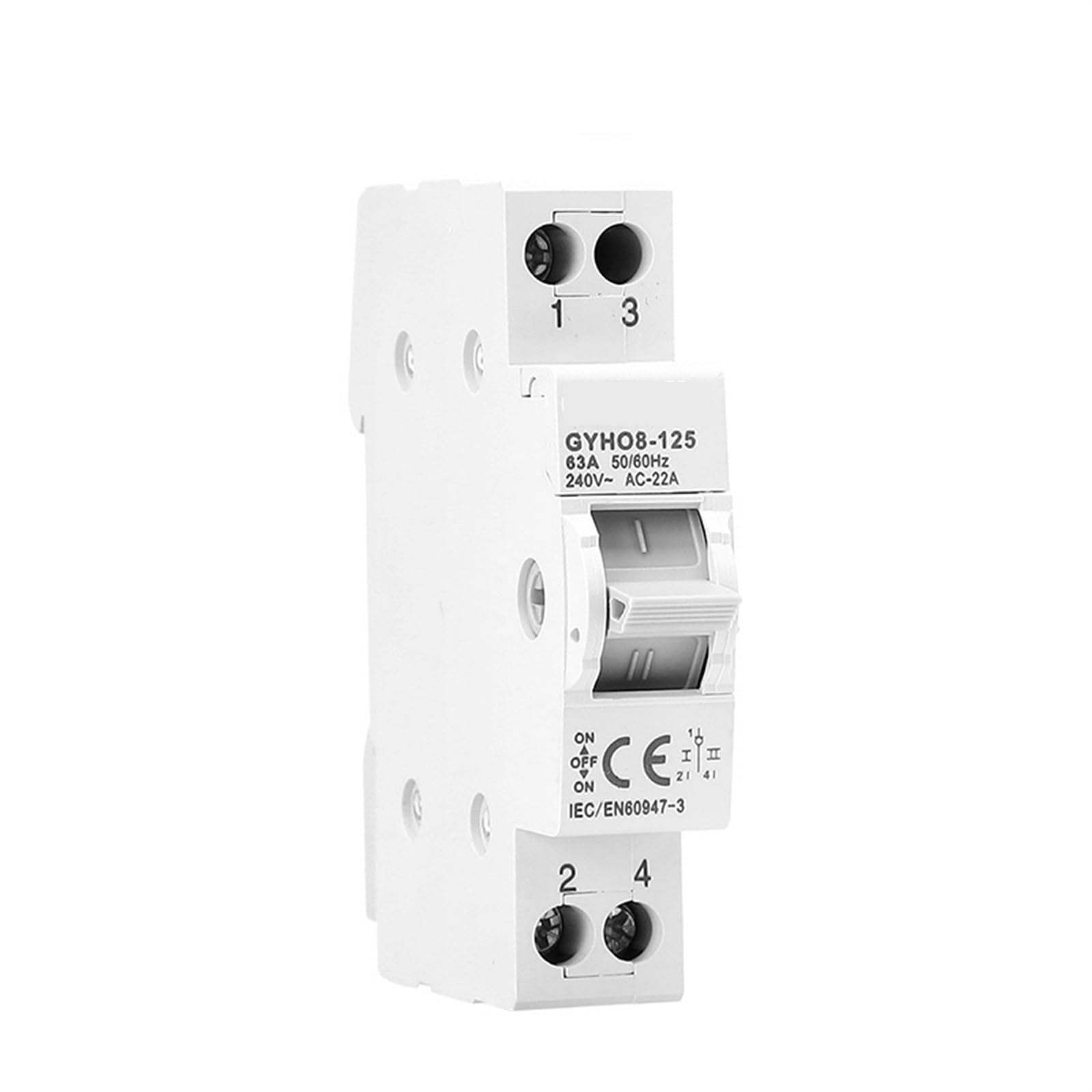 NVSFZGIYG GYHO8 1P 40A 63A 100A 125A MTS Dual Power Manual Transfer Isolating Switch Interlock Circuit Breaker 220V~240VAC(1P-63A)