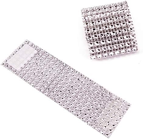 TIAMALL 100 PCS Rhinestone Napkin Rings Napkin Holder Adornment for Wedding Party (Silver)