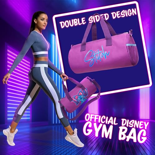 Disney Sports Duffel Bag, 15 x 7 x 7" Holdall 2 Pockets Adjustable Strap (Purple Stitch) by Disney - Used condition - Image 3