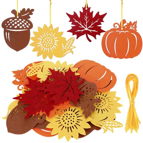 Tatuo 24 Pcs Thanksgiving Tree Ornaments and Fall Leaves Hanging