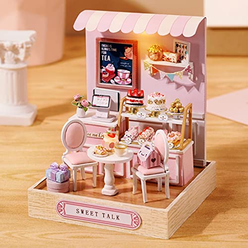 Puppenhaus möbel Holz weihnachten DIY Miniatur Puppenhaus Bausatz Kit mit Möbeln Handgefertigte Holzhaus Pädagogisches… – Bild 3