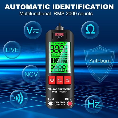 Automatic Digital Multimeter Tester With Dc Ac Voltmeter,Cruxer Non-Contact Smart Ohm Volt Multi Meter, 2 In1 Mini Multimetro Circuit Tester Electric Multimeters Measures Voltage Continuity Live Wire #TOP1