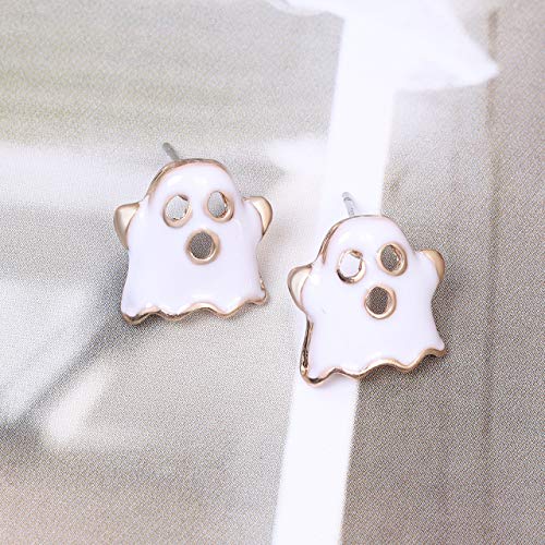 Halloween Earring Set 5 Pairs Stud Earrings Orange Pumpkin Bat Ghost Earrings For Women Girls (5 Pair) #TOP4