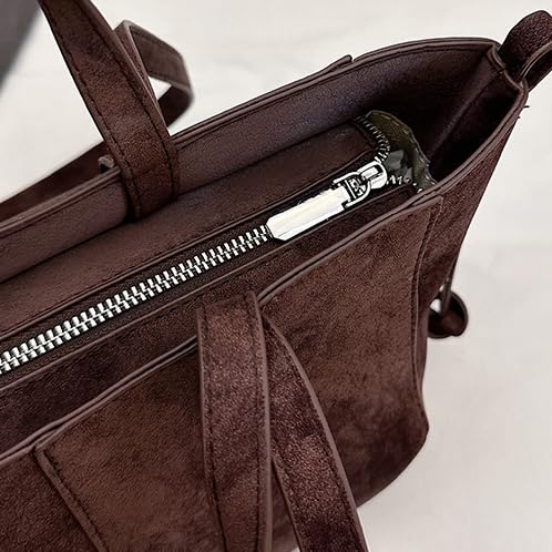 Suede Tote Bags for Women Small Crossbody Shoulder Bag Handbags Chic Purses Satchel for Travel Work4