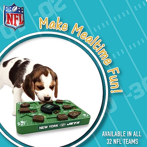 Image of Pets First NFL New York Jets Puzzle Toy for Dogs, Slow Feeder Board for Pets, Interactive Doggie Treat Toy