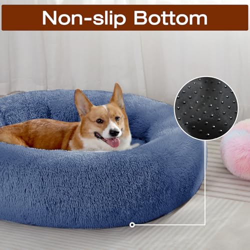 Image of JOLLYVOGUE Dog Bed, Calming Anti-Anxiety Large Dog Bed, Fluffy Donut Cushion for Medium and Large Pets (27 inch /30 inch /36 inch)