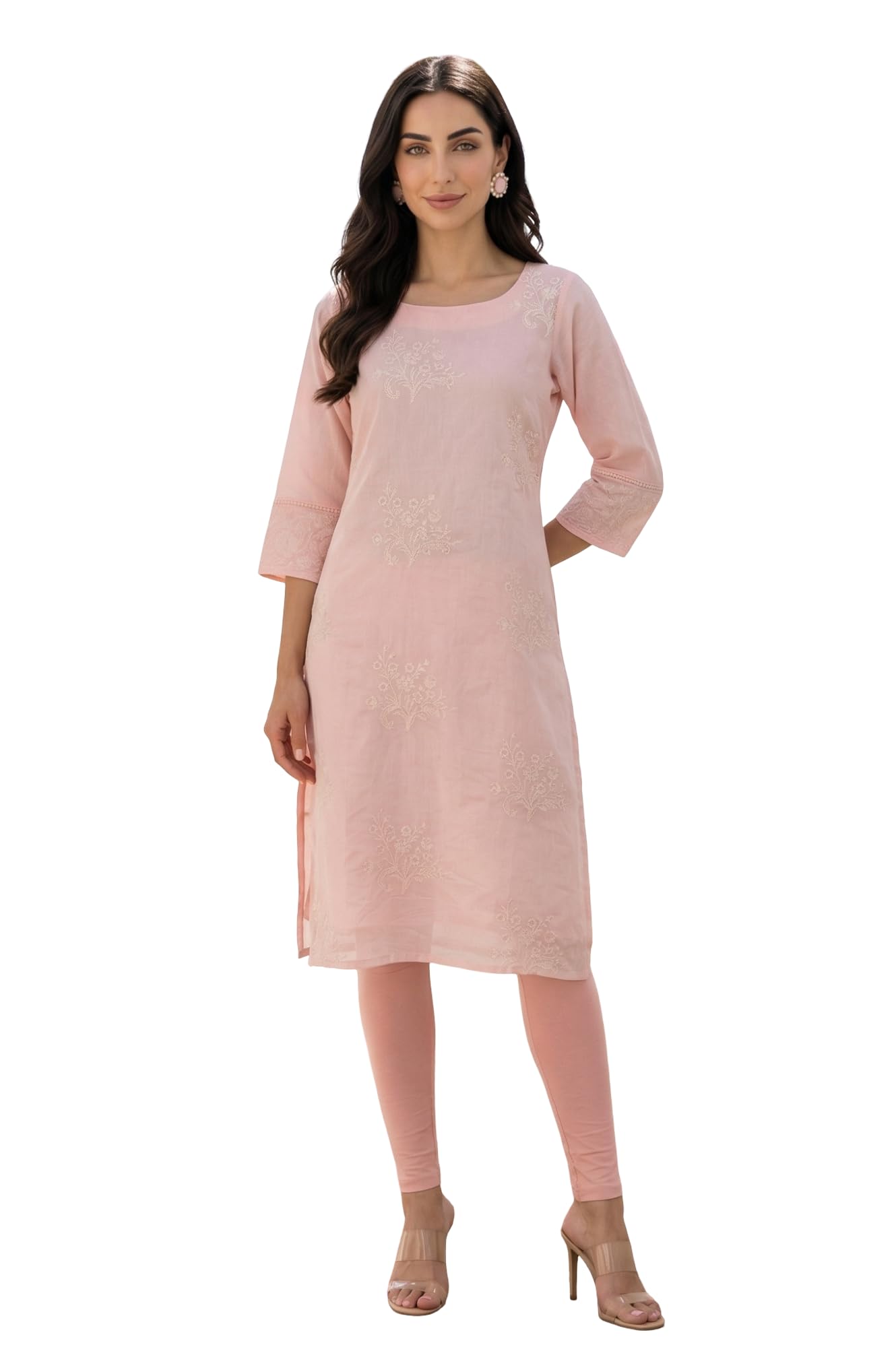 Kurta droite anti-chaleur Chanderi broderie confortable