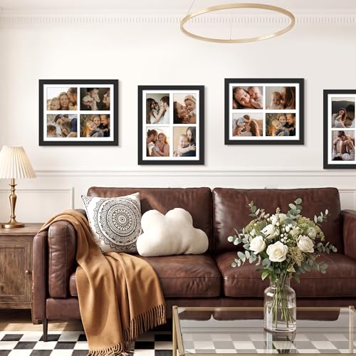 Image of DUENPY 4-Pack 12x16 Picture Frames, 5x7 Collage Picture Frame, Displays Four 5x7 inch Photos, or 12x16 (Without Mat) for Available Horizontal Wall Mounting Display and Vertical, Black