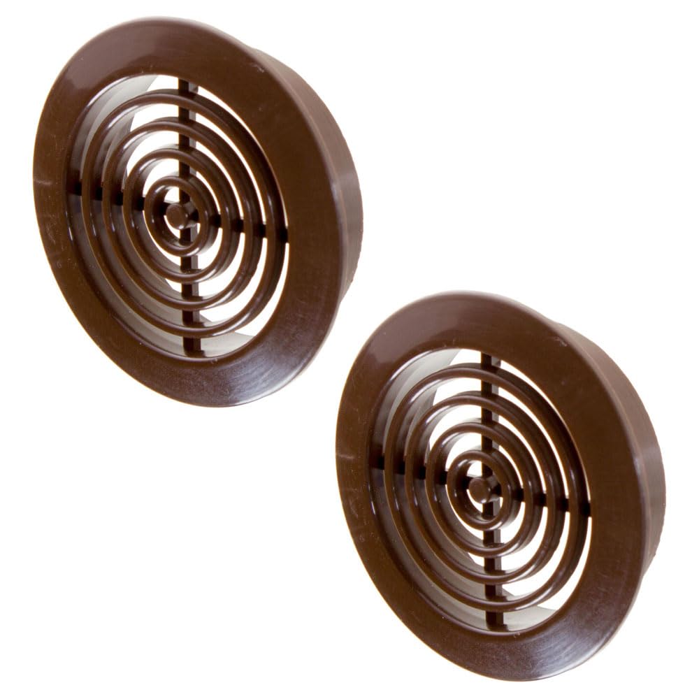 Awenta 45mm Diameter Hole 2X Brown Round Door Air Vent Grille Woodwork Furniture from B&Q