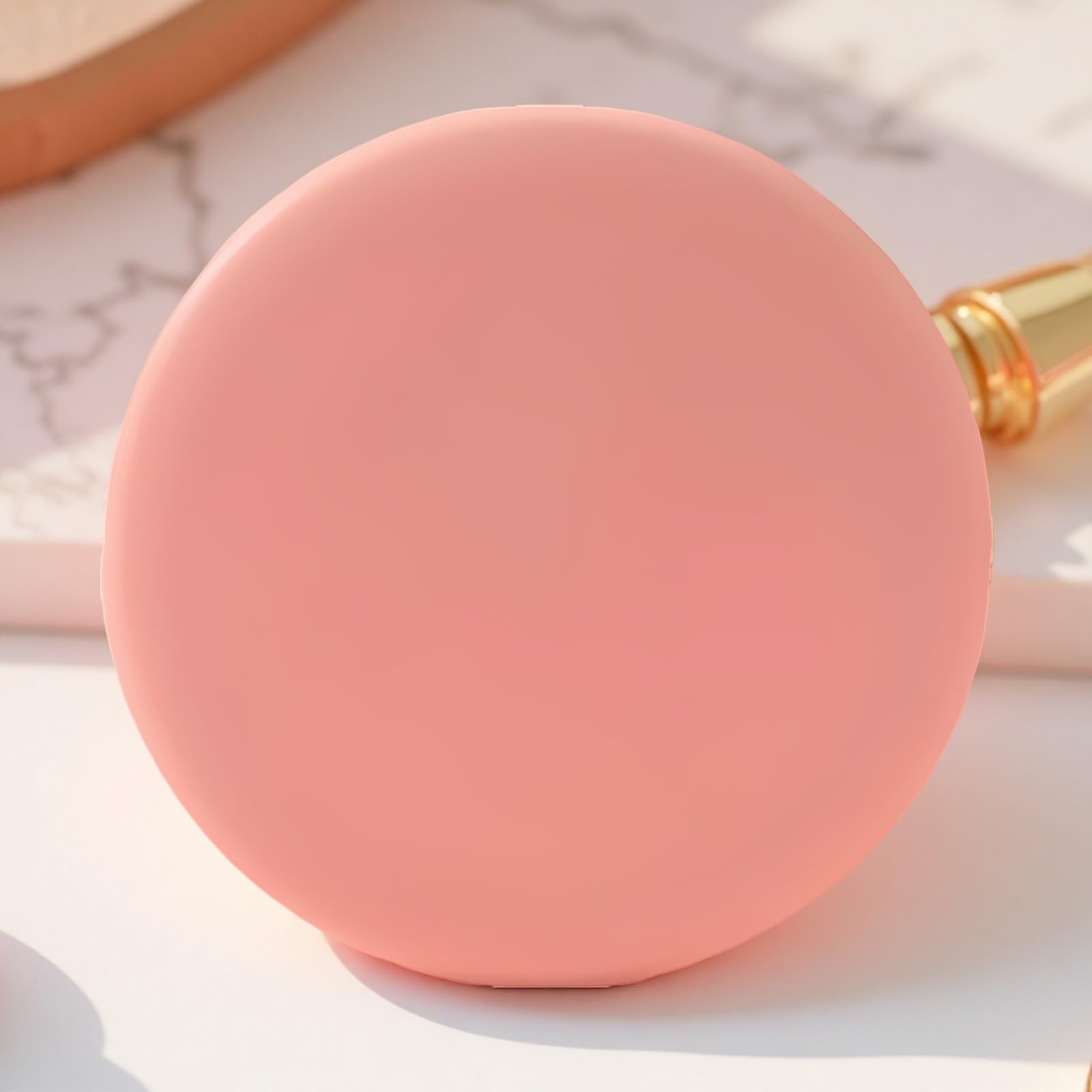 LED Schminkspiegel mit Licht, Pinker Kompaktspiegel, klappbares Handspiegel Design, Glasspiegel mit Beleuchtung, 4,7 in / 12 cm, für Reise, schnelle Korrekturen und den Alltag unterwegs