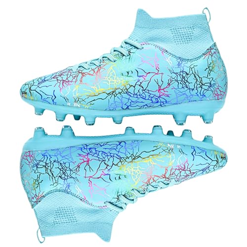 HESBITEUL Soccer Cleats for Men Women Football Turf Boys AG Spikes Youth High Top Firm Ground Big Kids Soccer Sneaker - Main Image