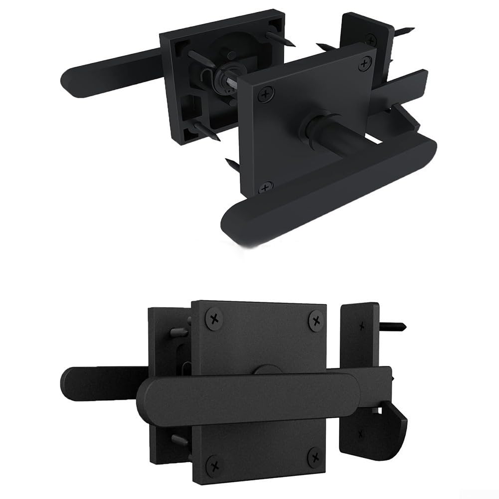 Loquet de porte double face de jardin, matériel de porte battante robuste, loquet de porte en bois, loquet de porte de jardin (noir)