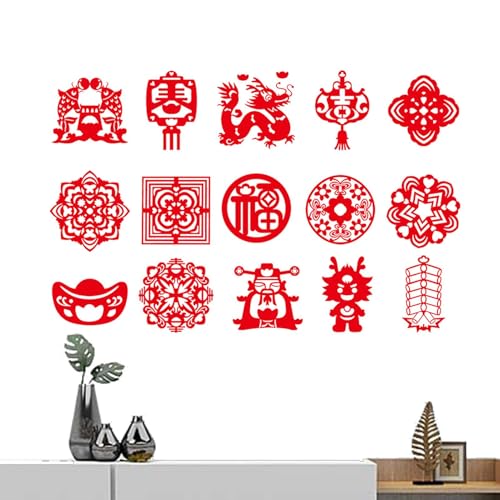 中国の切り紙キット、旧正月の切り紙 - 2024新年切り絵窓花児童手作り半製品下絵模様中国風龍中国の切り紙伝統的な中国の切り紙 - 早期学習開発おもちゃ、手作りの切り紙、旧正月用の取り外し可能なウィンドウステッカーのサムネイル