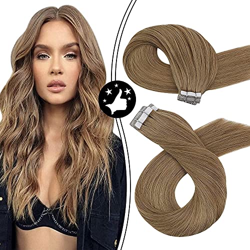 Moresoo Tape Hair Extensions Human Hair 14inch Blonde Tape in Hair Extensions Straight Hair 2g/p 40G/20PCS Natural Hair Extensions Tape ins