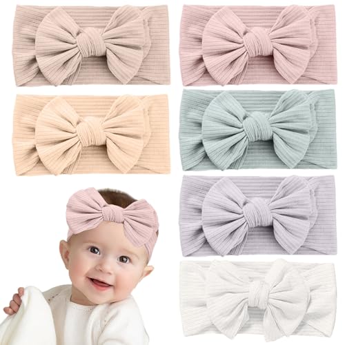 ZOCONE 6 Stück Baby Haarband, Nylon Baby Stirnband Bbaby Mädchen Haarband Baby Stirnbänder Baby Haarband Neugeborene Kleinkinder Haarband Elastisch Schleifen Turban Multicolor(A)