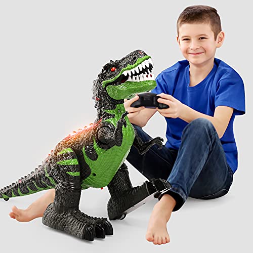 2.4Ghz Remote Control Dinosaur T-rex Toys for Kids 3-5 Years, Electric Walking Robot Dinosaur with LED Lights & Sounds, Simulation T-rex RC Dinosaur Toy Gift for Boys Girls 4-7 Years