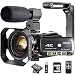 4K Video Camera Zohulu Camcorder, WiFi Vlogging Camera for YouTube with Microphone, 60FPS 48MP Ultra HD 16X Digital Zoom Night Vision Camera with IR Flashlight, Wide Angle Lens (2 Batteries Included)