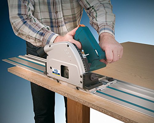 User Operating Virutex Plunge-Cut Saw with Guide
