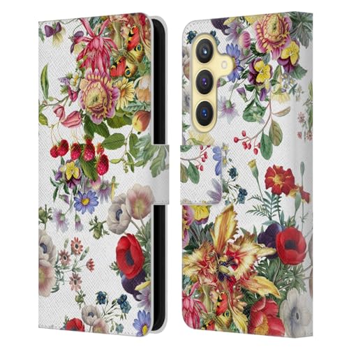 Funda Libro Samsung Galaxy S24 5G Cuero Antigolpes Carcasa Riza Peker Flores con Tarjetero