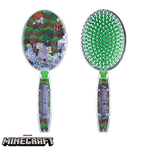 Minecraft Hair Brush with Magical Sparkling Cubes - Confetti Hair Brush, Green - Boys Hair Brush Ages 3+ - Image 6